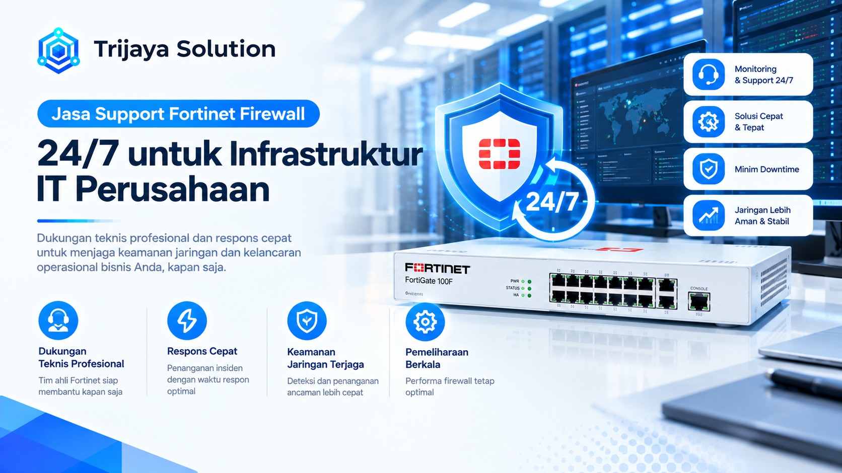 Jasa Support Fortinet Firewall 24/7 untuk Infrastruktur IT Perusahaan